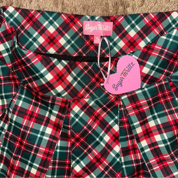 Sugar Thrillz Dolls Kill ‘HOLIDAY PARTY’ Red Green Black Plaid Skirt XL NWT - Picture 9 of 10